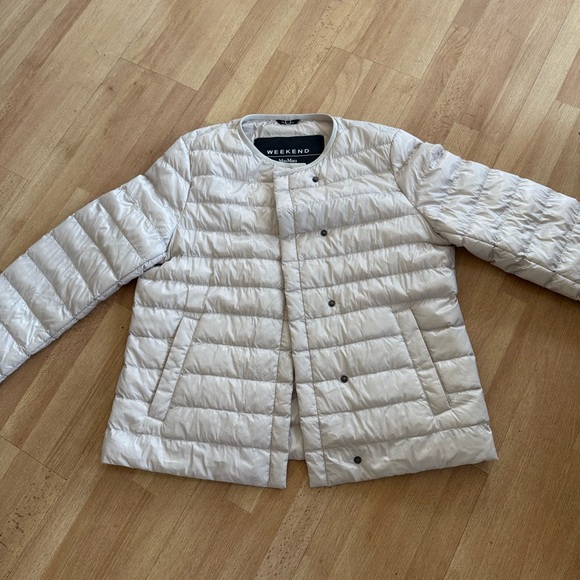 Weekend Max Mara Light Beige Puffer Jacket Quilted Sz 16 - Picture 1 of 13